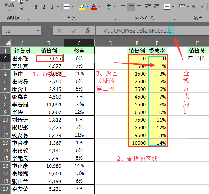 VLOOKUP函数中四个参数的应用 excel中vlookup的用法